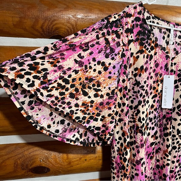 Dear Scarlett Pink and Black Animal Print Cali style Top 3x - Picture 4 of 7